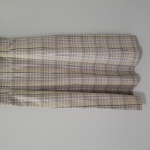 J. Crew Midi Dress 2 Tan Plaid Spaghetti Strap 100% Cotton Cottage Preppy Casual - Picture 3 of 15